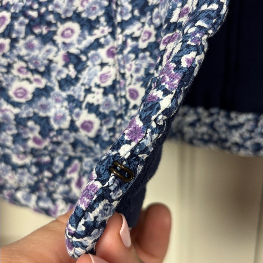 Joie Navy Floral Quilted Cropped Jacket - S - Picture 4 of 7